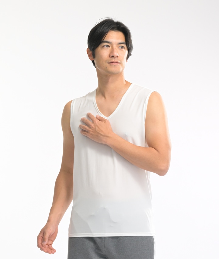 【涼の呼吸】（接触冷感）（吸放湿）（静電防止）Ｖ首サーフシャツ