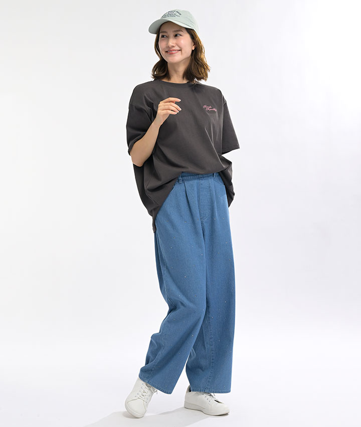 ホットフィックス加工デニムパンツ