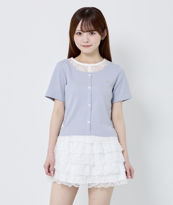 レースレイヤード風トップス