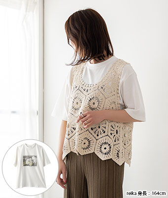 花プリント半袖Ｔシャツ