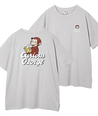 おさるのジョージ】デザインTシャツ(Mサイズ ライトグレー