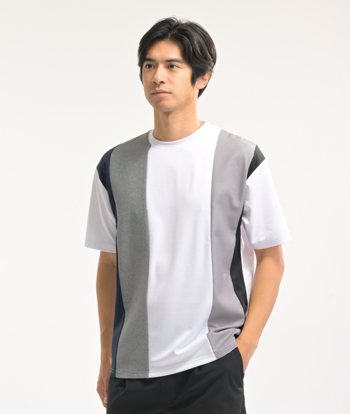 ストライプ切替Ｔシャツ