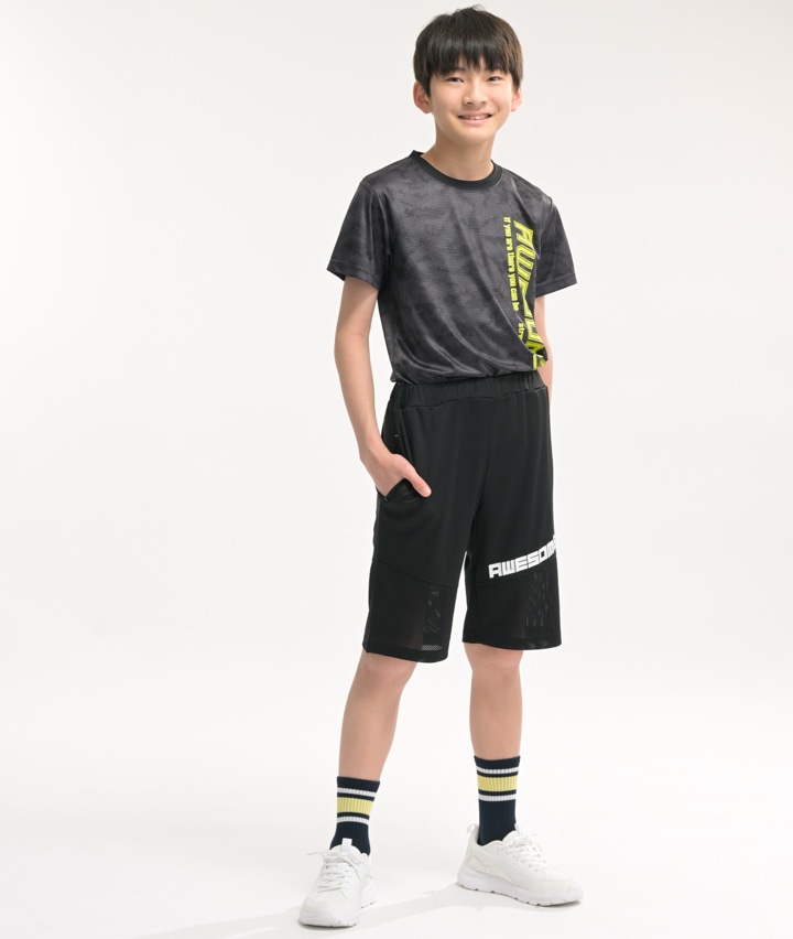 男児裾メッシュ切替ハーフパンツ