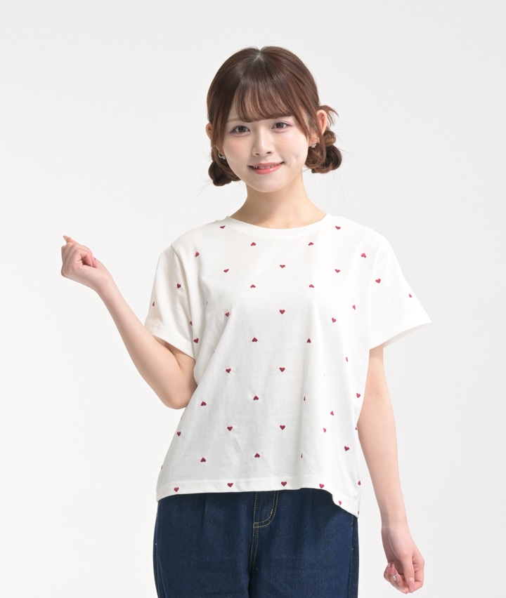 ハート刺しゅうＴシャツ
