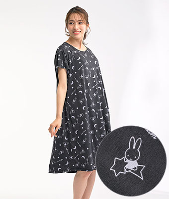 【ｍｉｆｆｙ】半袖総プリントワンピース