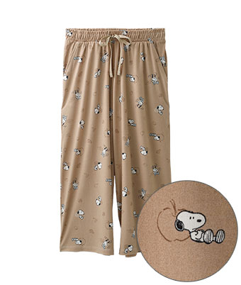 【ＰＥＡＮＵＴＳ】（スヌーピー）総柄プリント七分丈ワイドパンツ