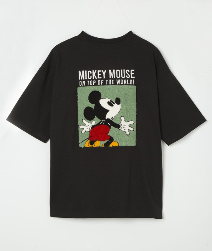 Disney】（ミッキーマウス）さがら刺しゅうTシャツ(M