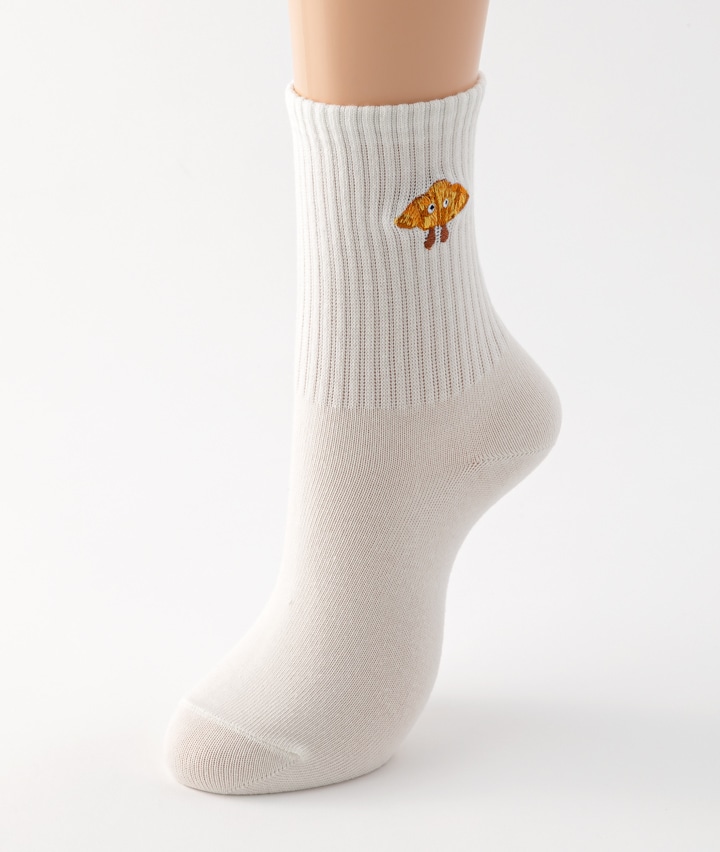 （１足物）クロワッサン刺繍ソックス