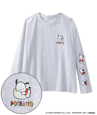 【サンリオキャラクターズ】（ポチャッコ）袖プリント長袖Ｔシャツ