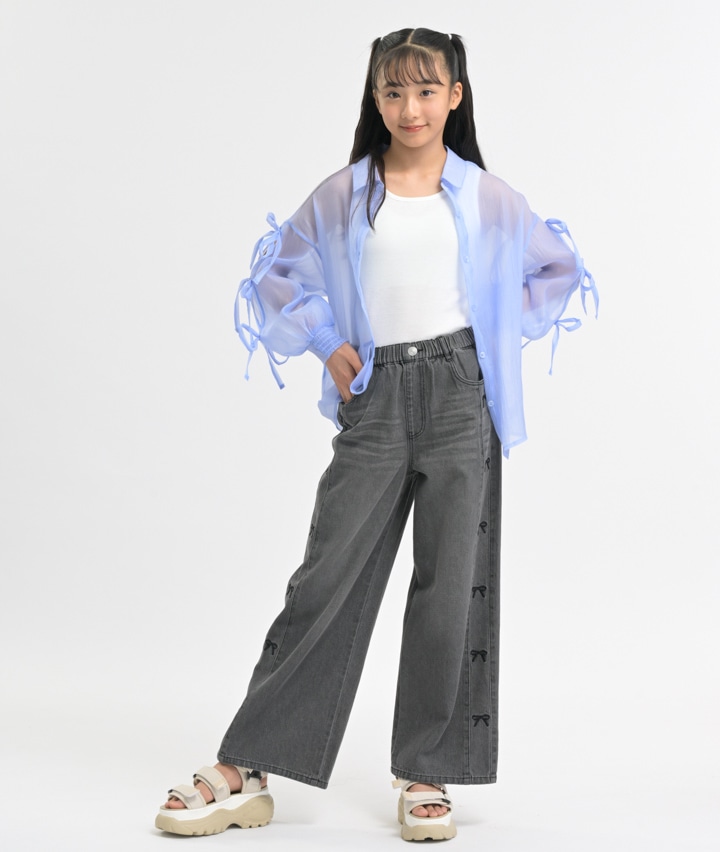 女児デニムワイドパンツ