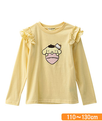 【サンリオキャラクターズ】（ポムポムプリン）アップリケ袖フリルＴシャツ