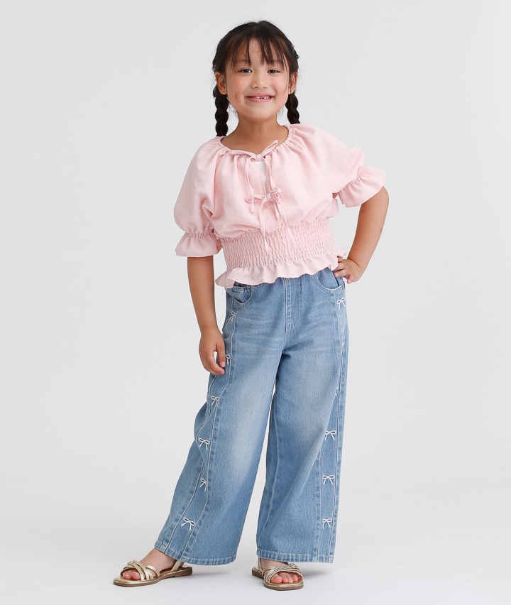 女児デニムワイドパンツ