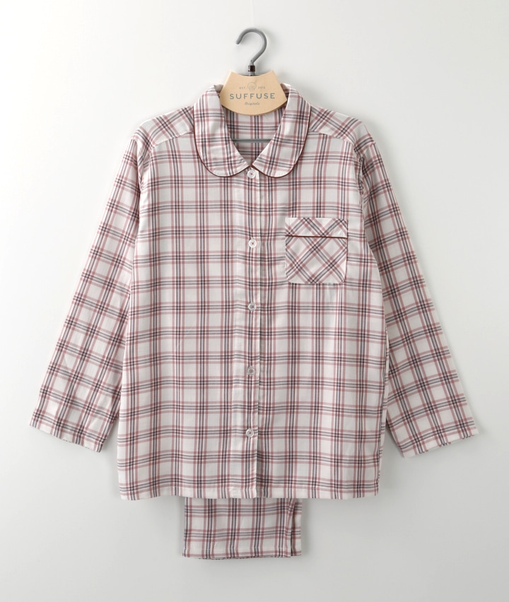 ツイル格子柄シャツパジャマ