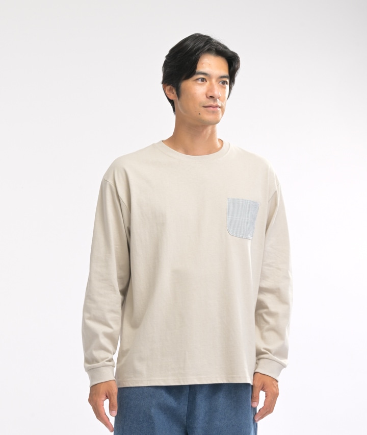 （ＵＳＡコットン）ヒッコリーポケ付Ｔシャツ