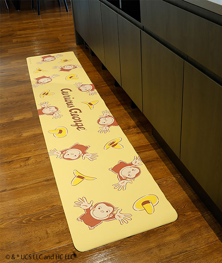 【おさるのジョージ】チャーミングジョージＰＶＣキッチンマット　４５ｘ２４０ｃｍ