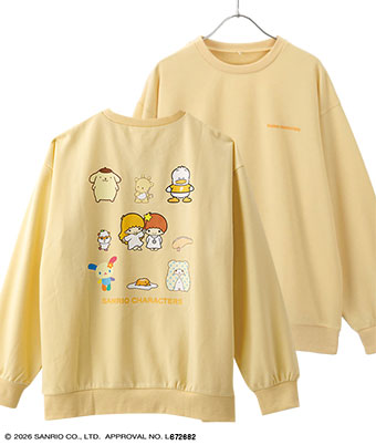 【サンリオキャラクターズ】（ポムポムプリン・ペックル）バックプリントトレーナー