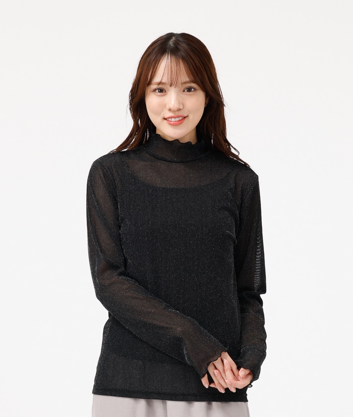 メロウハイネックラメニットＴシャツ