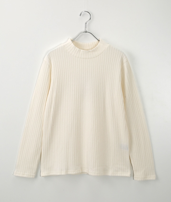 ケーブルジャガードモックネックＴシャツ