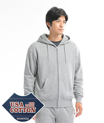 ＵＳＡコットン裏毛ジップパーカ