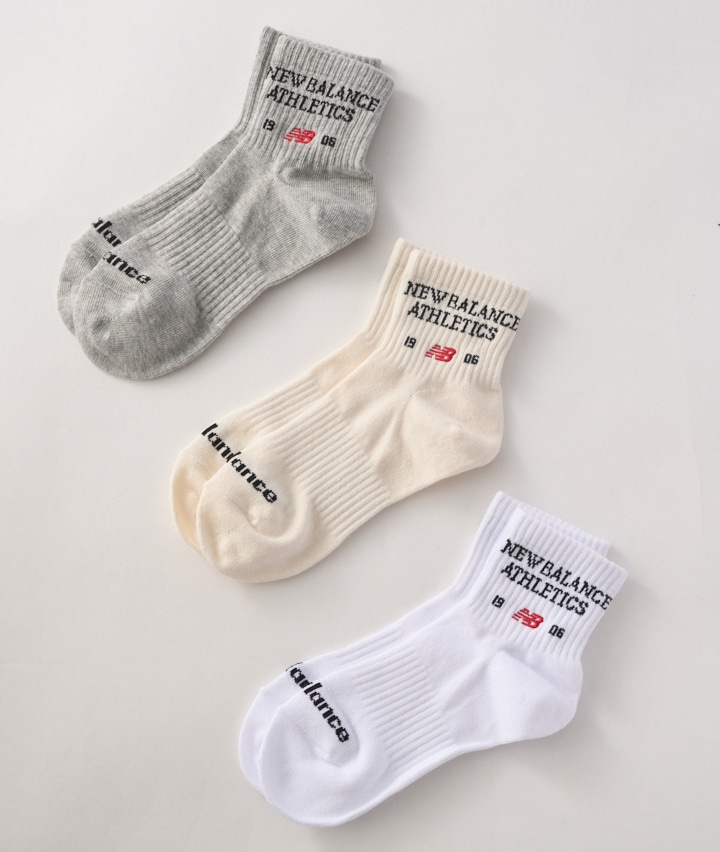 【Ｎｅｗ　Ｂａｌａｎｃｅ】（３足組）刺繍入りショートソックス