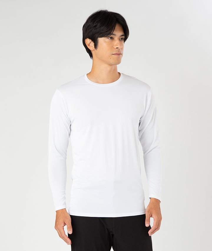 【Ｐａｓｅｏｓ×ｐｈｉｔｅｎ】（ＡＱＵＡ　ＴＩＴＡＮ使用）（Ｓｏｆｔｃｏｏｌ　Ａｃｔｉｖｅ糸使用）（紫外線対策）（吸水速乾）（ストレッチ）長袖丸首シャツ