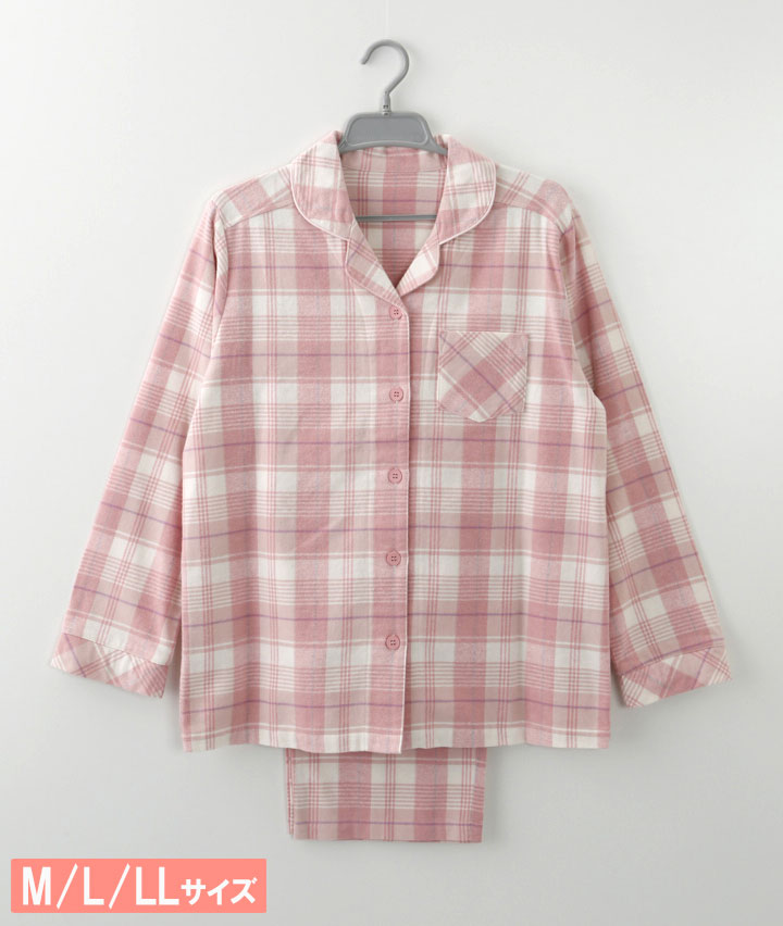 （こだわりパジャマ）（綿１００％）モダンチェック起毛シャツパジャマ