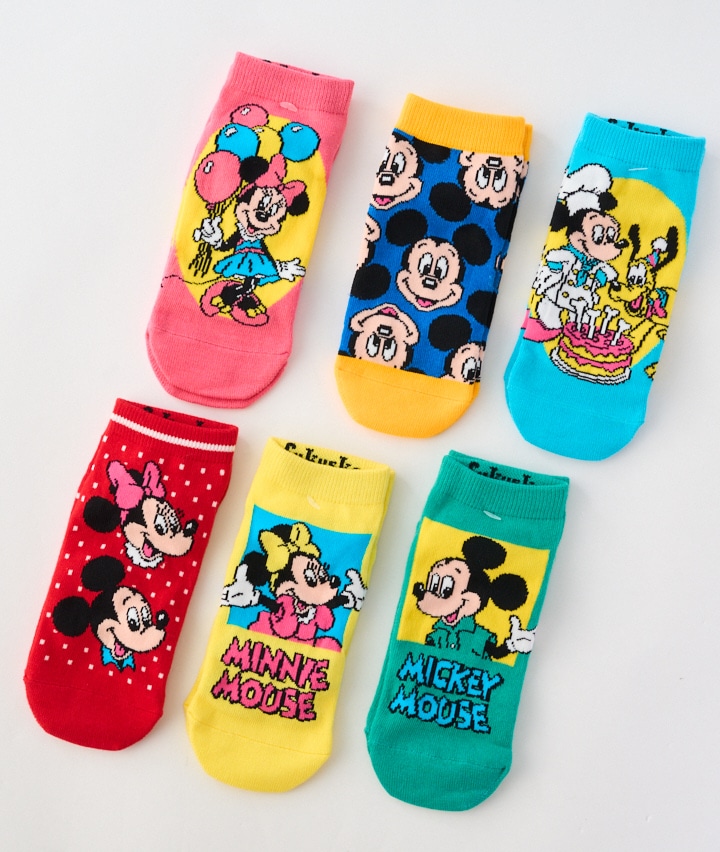 【Ｄｉｓｎｅｙ】（ミッキー＆ミニー）（６足入り）ソックス
