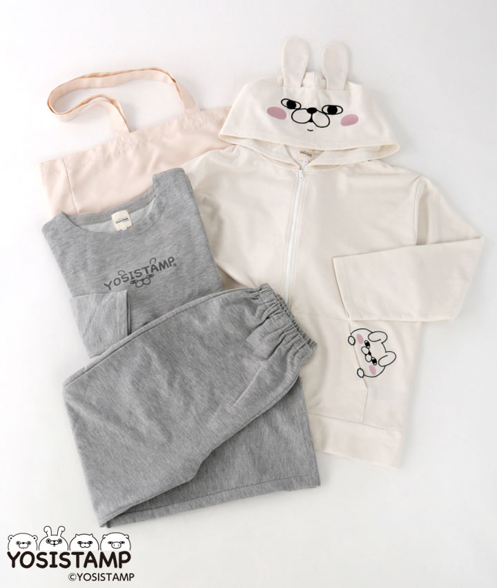 【ヨッシースタンプ】うさぎハッピーバッグ（ルームウェア＋ジップパーカ＋トートバッグ）
