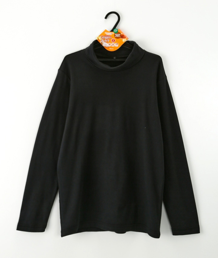 （パウダースムース）メンズストレッチ杢タートルネックＴシャツ