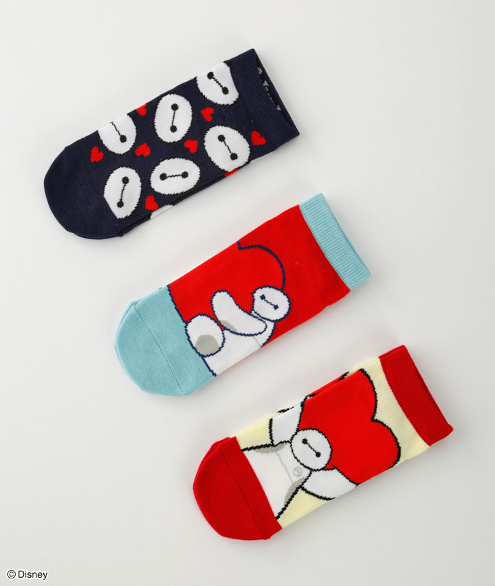 【Ｄｉｓｎｅｙ】（ベイマックス）（３足組）フロント柄ソックス