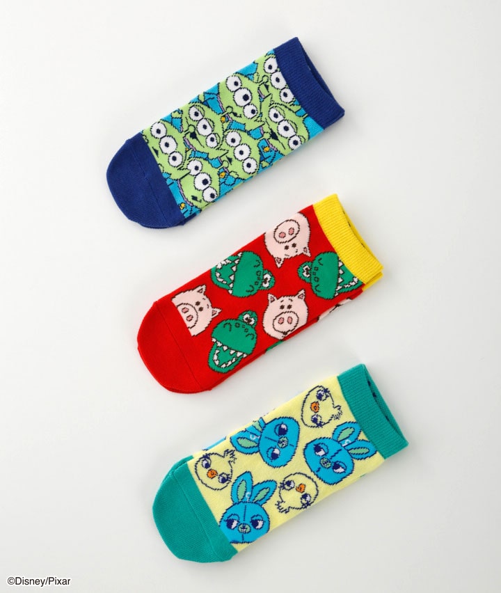 【Ｄｉｓｎｅｙ】(トイストーリー)（３足組）フロント柄ソックス