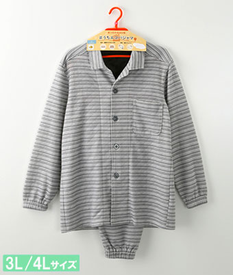 （大きいサイズ）温活キルトボーダーシャツパジャマ