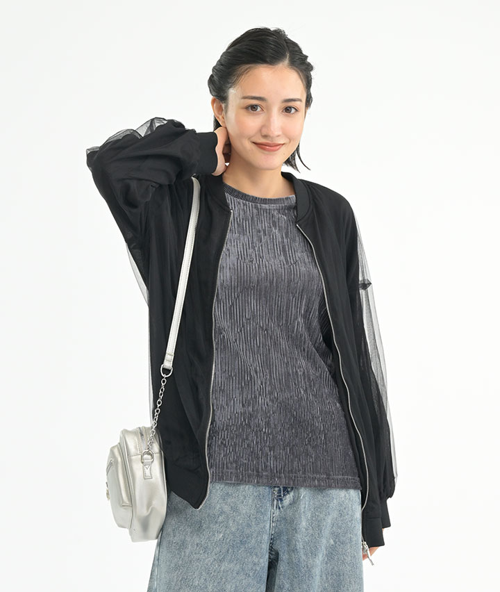 チュール重ねブルゾン