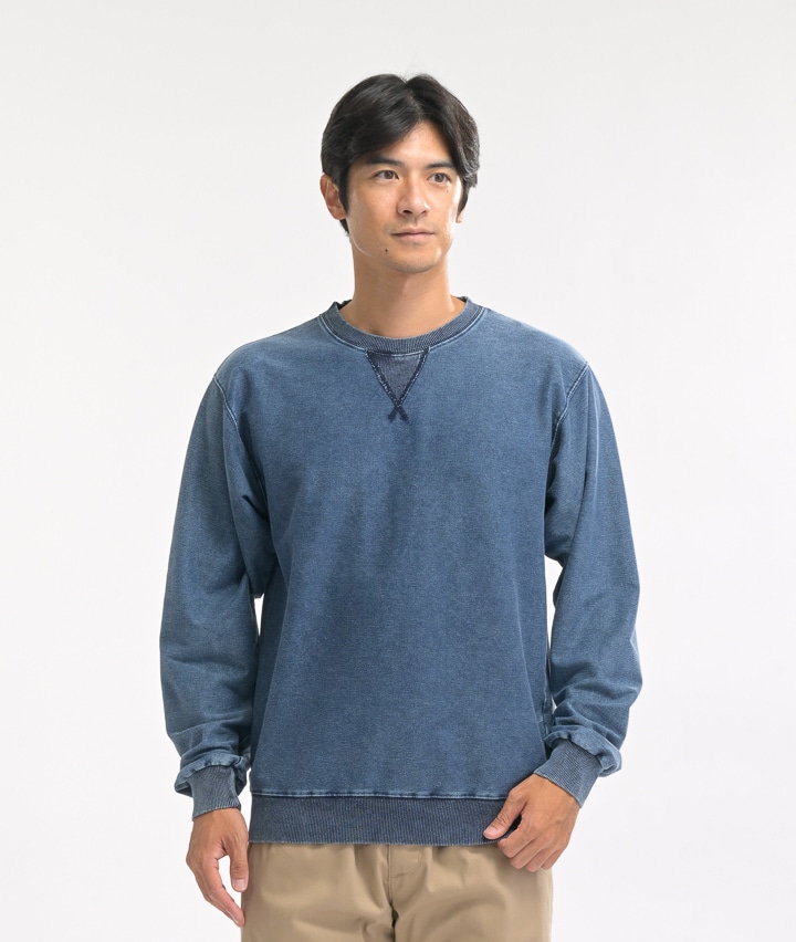 ケミカル加工カットデニムトレーナー