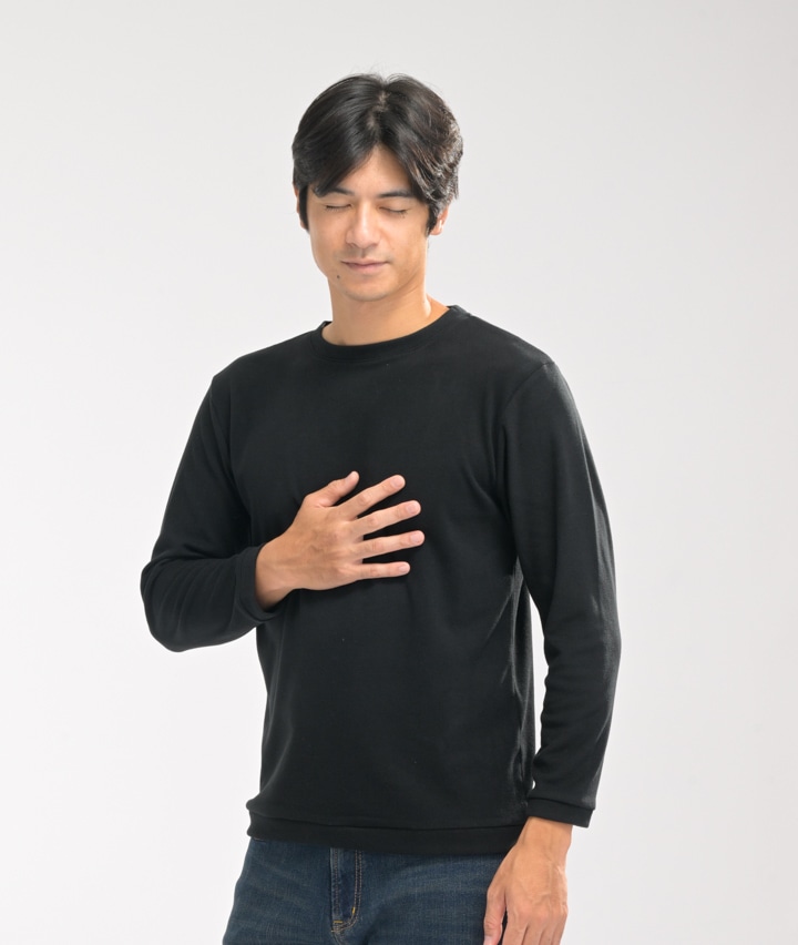 【Ｐａｓｅｏｓ ＷＡＲＭ】【もっちり＋ふわとろな風合い】（両起毛）（ストレッチ）長袖丸首シャツ