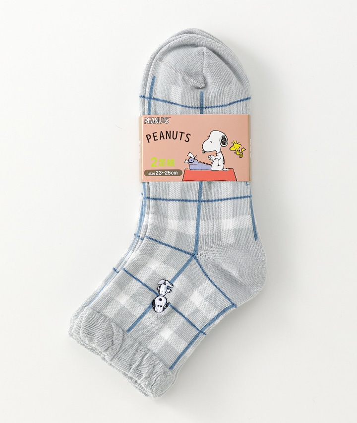 【ＰＥＡＮＵＴＳ】（スヌーピー）（２足組）刺繍付クルーソックス