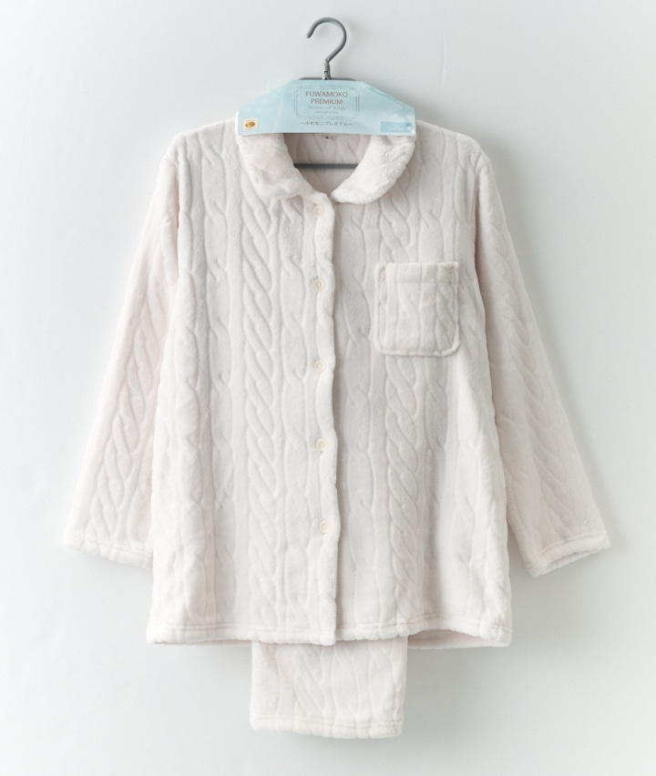 【ふわもこ】縄柄シャツパジャマ