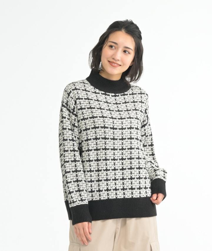 ツイード編みニットプルオーバー