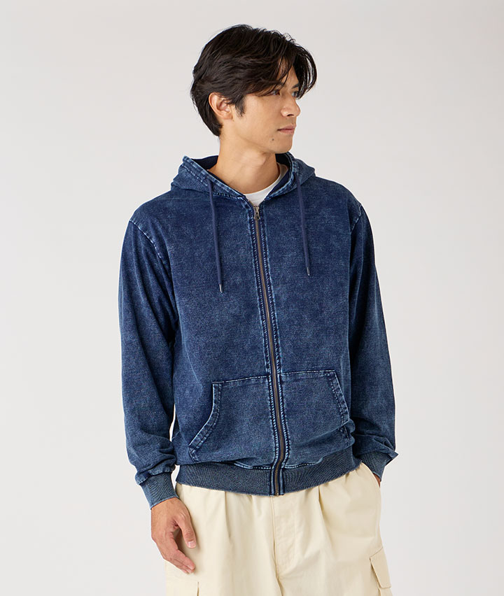 カットデニムケミカルジップパーカ