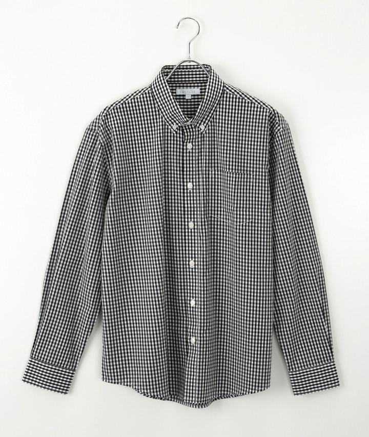 形態安定ギンガムチェックシャツ