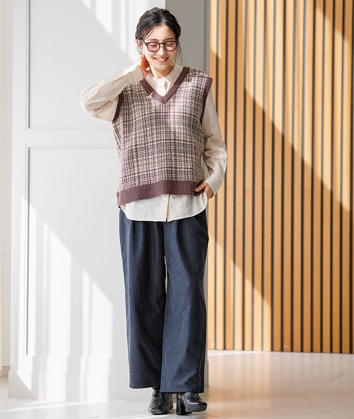 ピーチ起毛ワイドパンツ