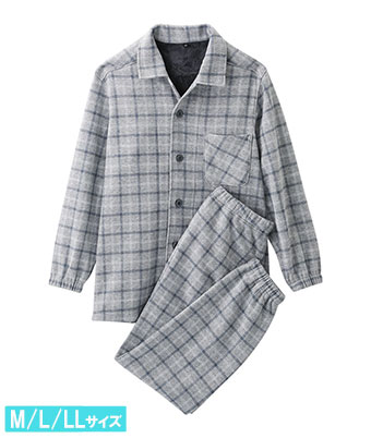 温活裏起毛格子シャツパジャマ