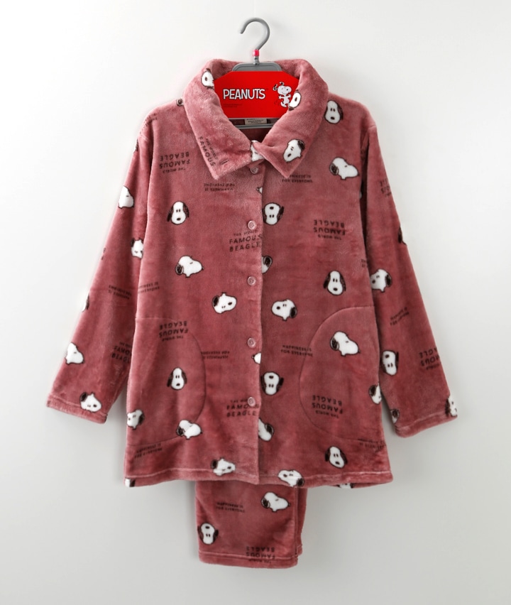 【ふわもこ】【PEANUTS】(スヌーピー)シャツパジャマ