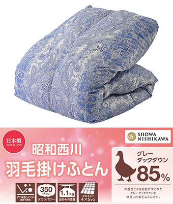 【昭和西川】（ダウン８５％）羽毛掛布団
