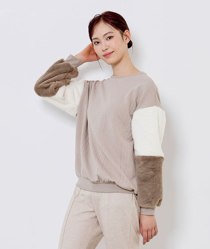 婦人ジャガードドッキングプルオーバー