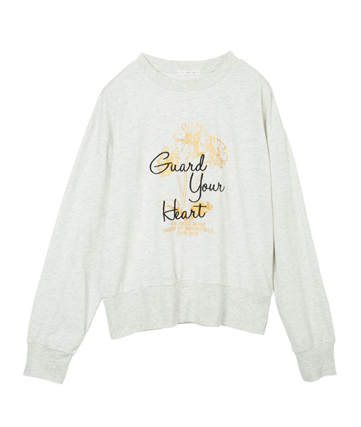 箔プリントプリント裏毛トレーナー