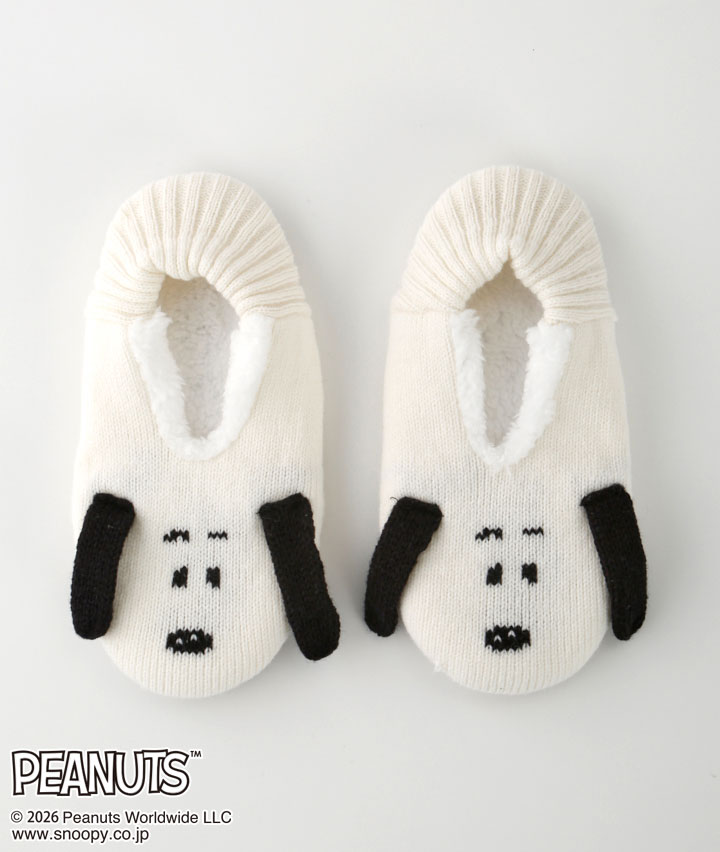 【ＰＥＡＮＵＴＳ】（スヌーピー）（１足物）（内側ボア）耳つきルームソックス