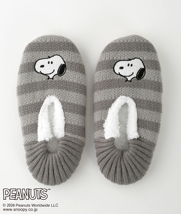 【ＰＥＡＮＵＴＳ】（スヌーピー）（１足物）（内側ボア）刺繍ルームソックス