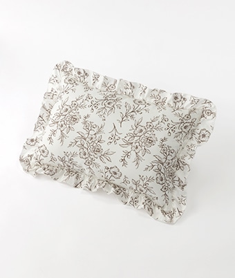 フリル付き）花柄ピロケース43×63cm(43×63㎝ ブラウン