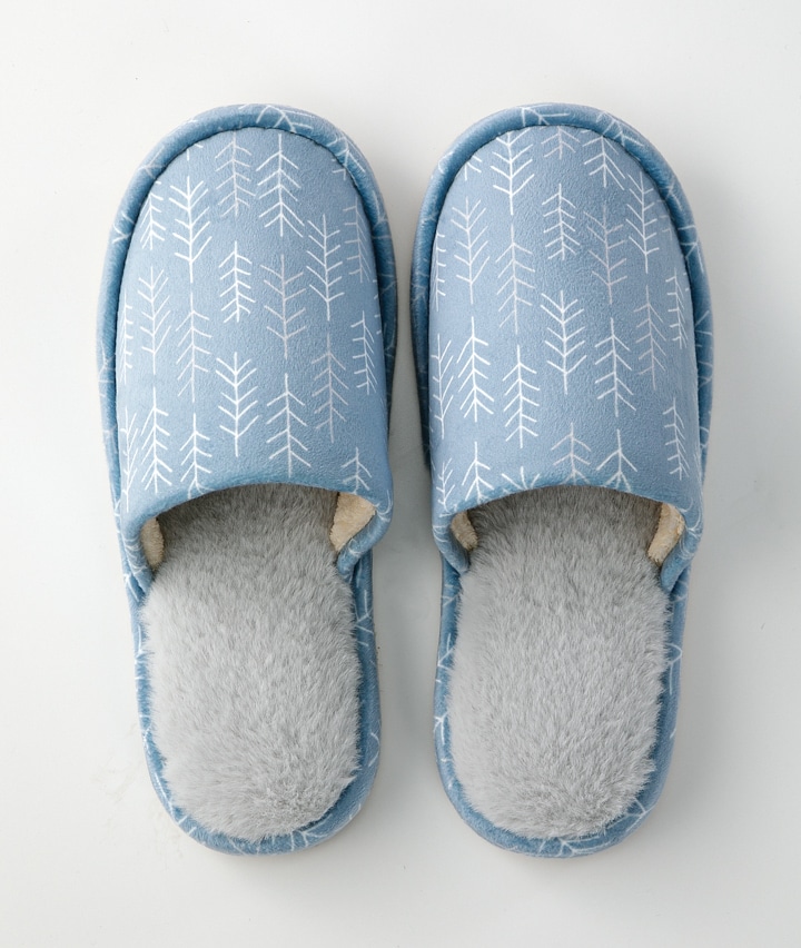 （Ｇｉｎｇｅｒのチカラ）（足なり＆かかとしっかり）冬の森柄スリッパ　Ｌ